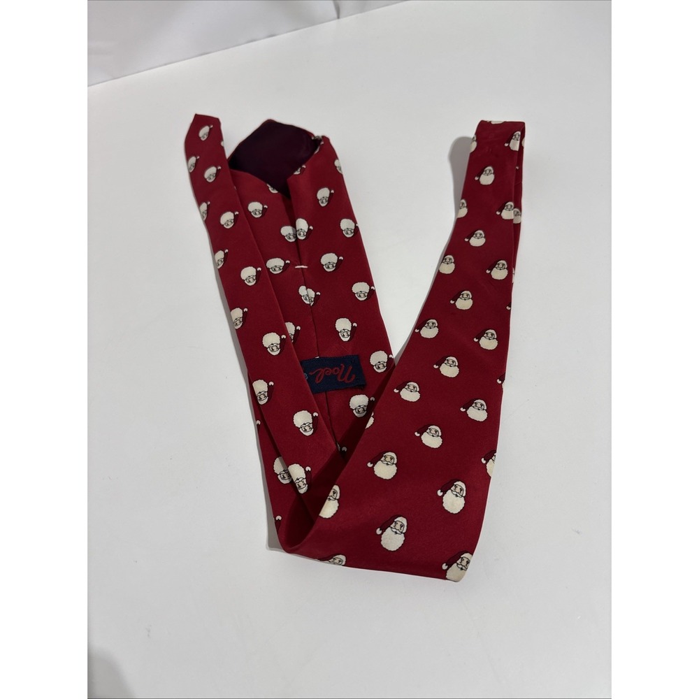 Vintage Noel Tie Mens 56 in Red Silk Santa Face Christmas Holiday‎ Lined Wide